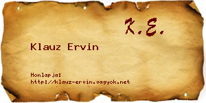 Klauz Ervin névjegykártya